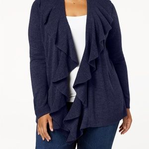 Karen Scott Plus 3X Ruffled Cardigan NWT